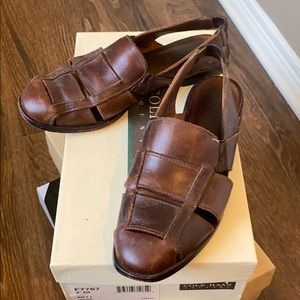 Cole Haan briar leather vintage fisherman sandals.